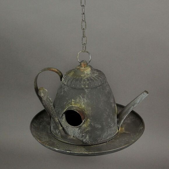 Rustic Metal Vintage Hanging Teapot Bird House Decorative Garden Farmhouse Decor - Picture 2 of 3